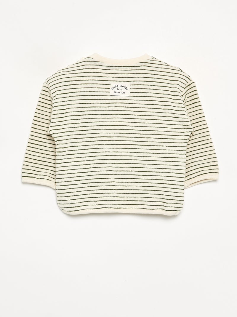 T-shirt a righe a maniche lunghe Verde - Kiabi
