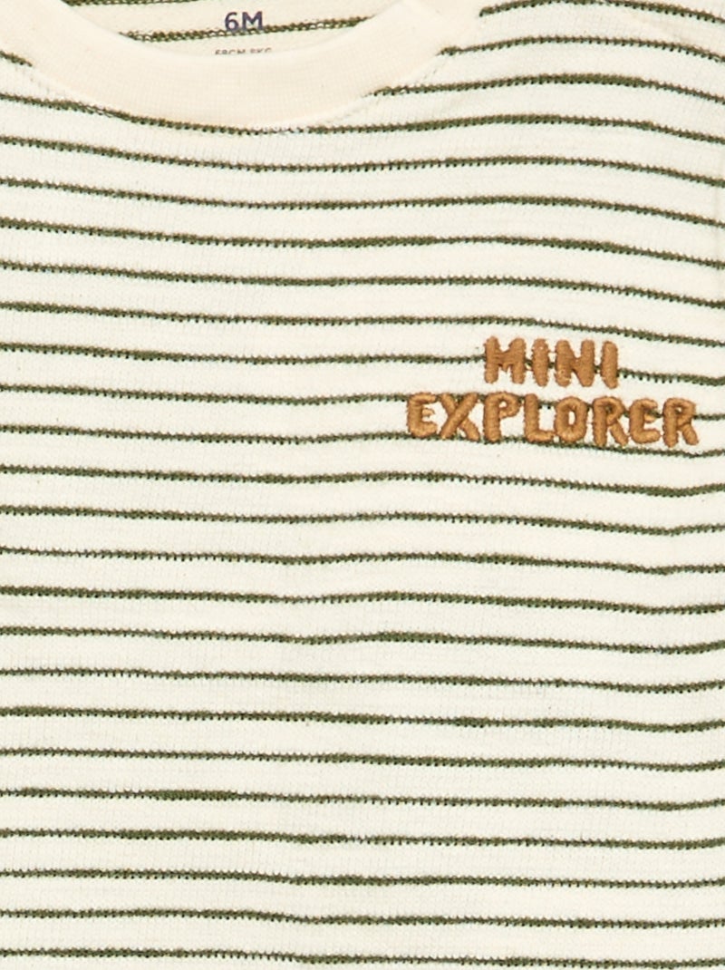 T-shirt a righe a maniche lunghe Verde - Kiabi