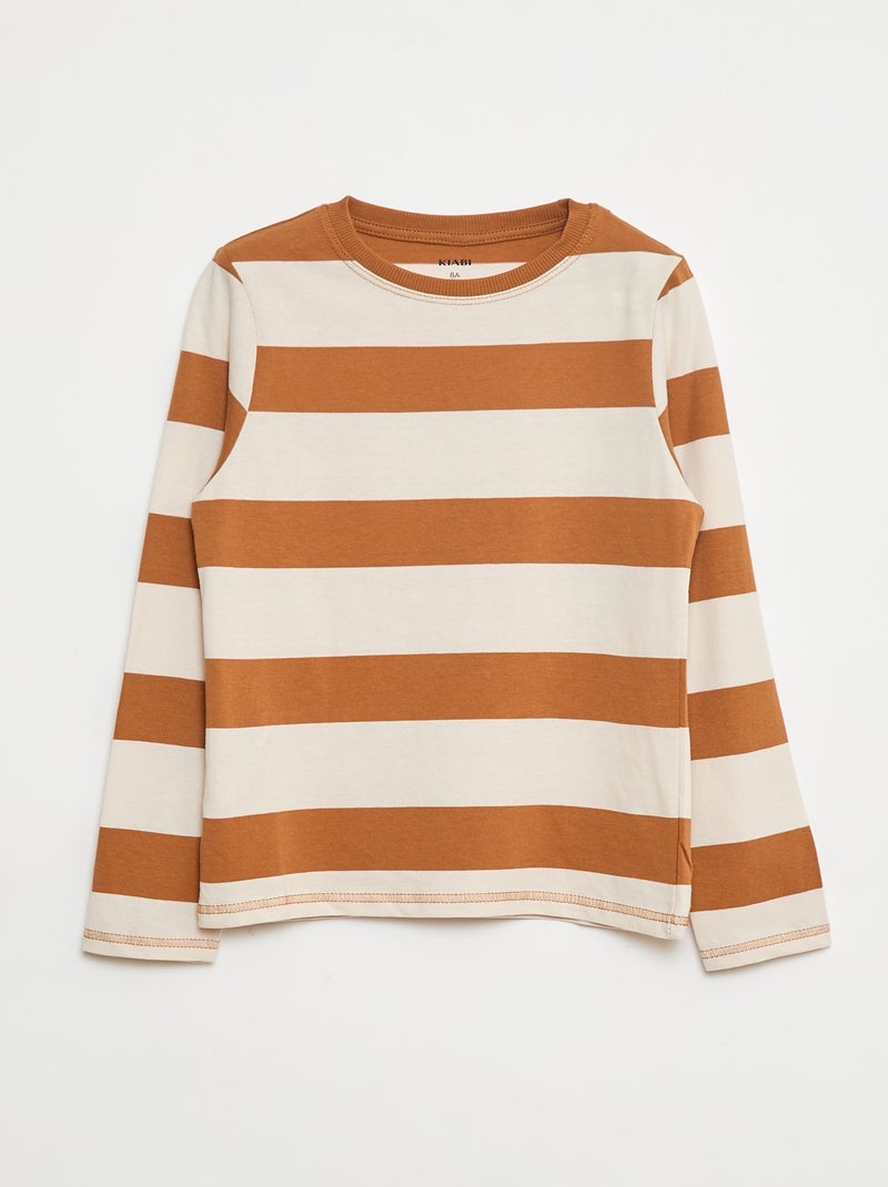 T-shirt a righe Beige - Kiabi