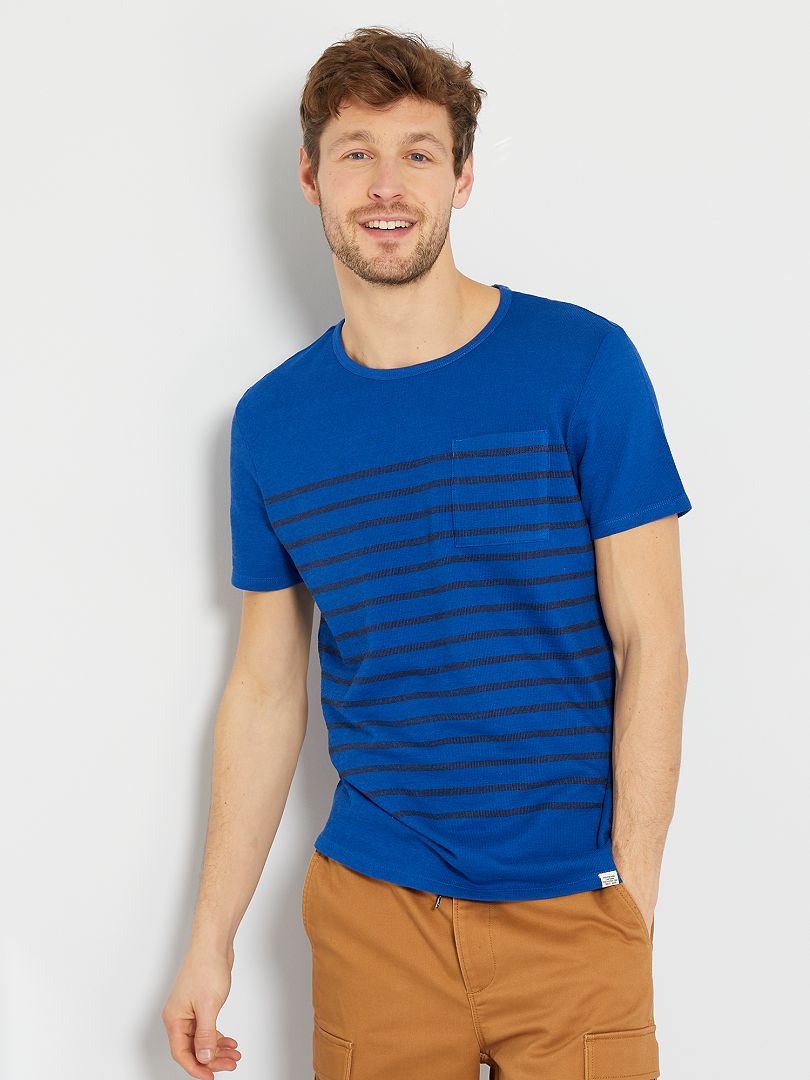 Top Estivo Donna A Maniche Corte – T-shirt Raglan A Righe Blu Lago – Taglia S - 3