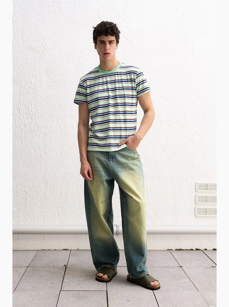 T-shirt a righe comfort fit con girocollo giesto Verde menta - Kiabi