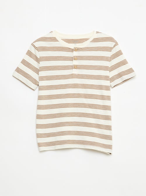 T-shirt a righe con collo alla tunisina - Kiabi