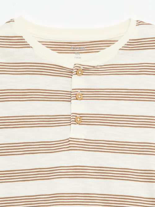 T-shirt a righe con collo alla tunisina - Kiabi