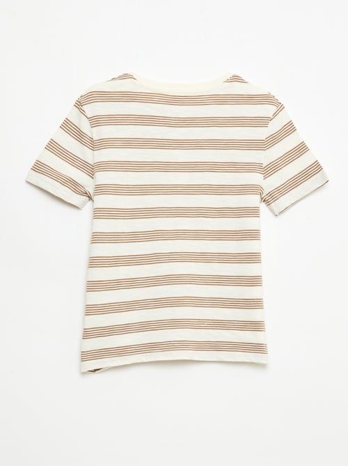 T-shirt a righe con collo alla tunisina - Kiabi