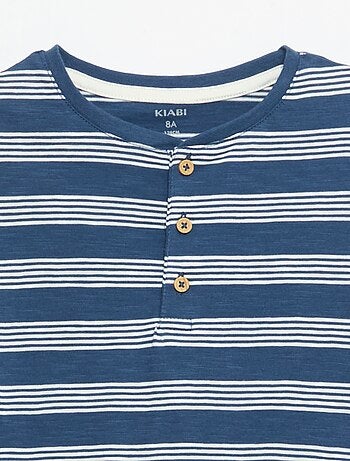 T-shirt a righe con collo alla tunisina