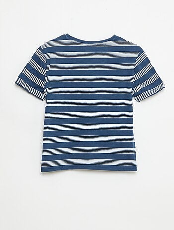 T-shirt a righe con collo alla tunisina