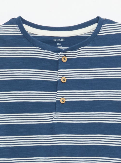 T-shirt a righe con collo alla tunisina - Kiabi