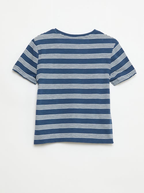 T-shirt a righe con collo alla tunisina - Kiabi
