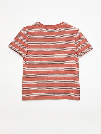 T-shirt a righe con collo alla tunisina