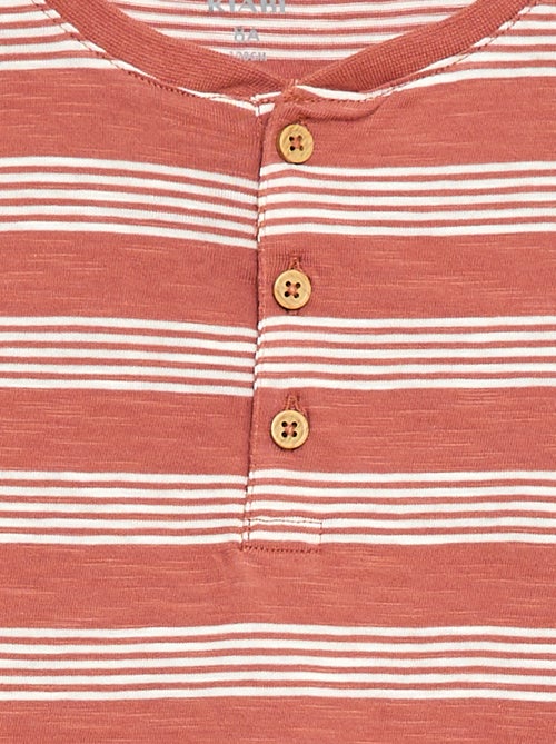 T-shirt a righe con collo alla tunisina - Kiabi