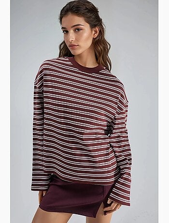 T-shirt a righe con girocollo e maniche lunghe busem