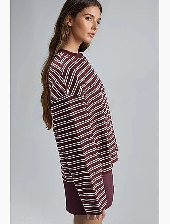 T-shirt a righe con girocollo e maniche lunghe busem