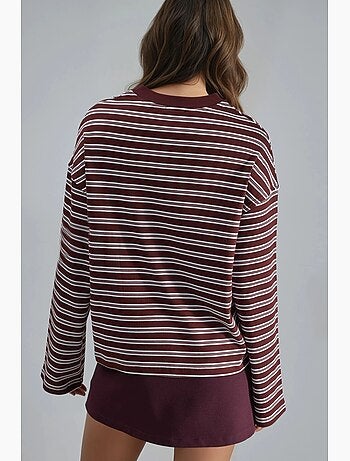 T-shirt a righe con girocollo e maniche lunghe busem