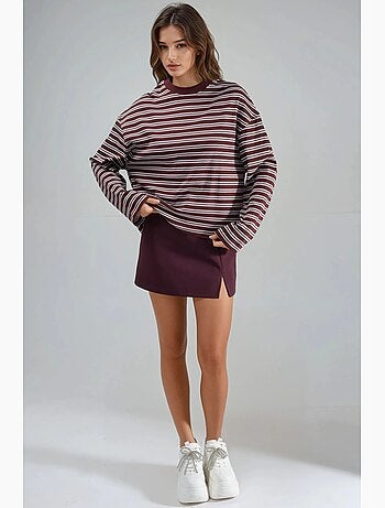 T-shirt a righe con girocollo e maniche lunghe busem