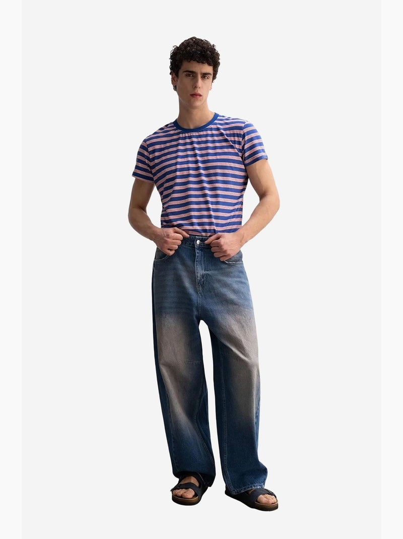 T-shirt a righe con girocollo giesto Blu elettrico - Kiabi