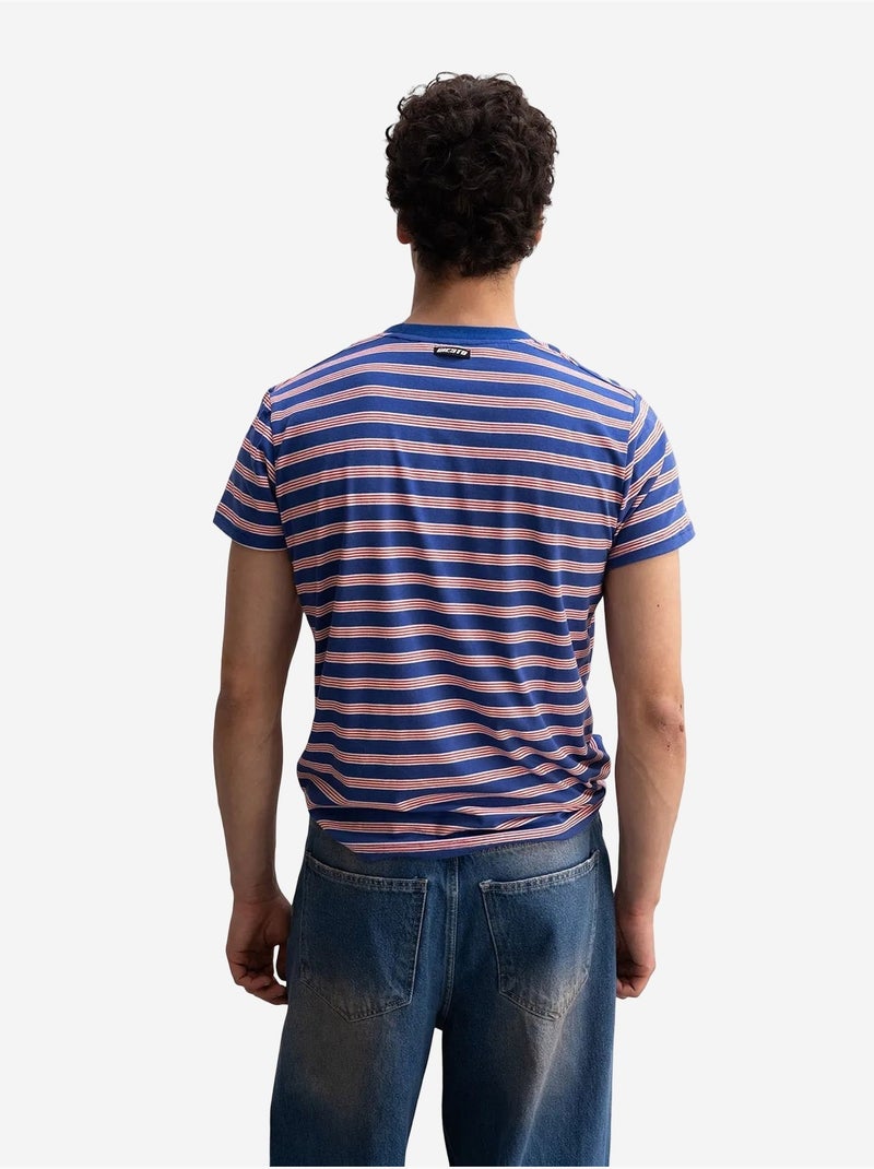 T-shirt a righe con girocollo giesto Blu elettrico - Kiabi