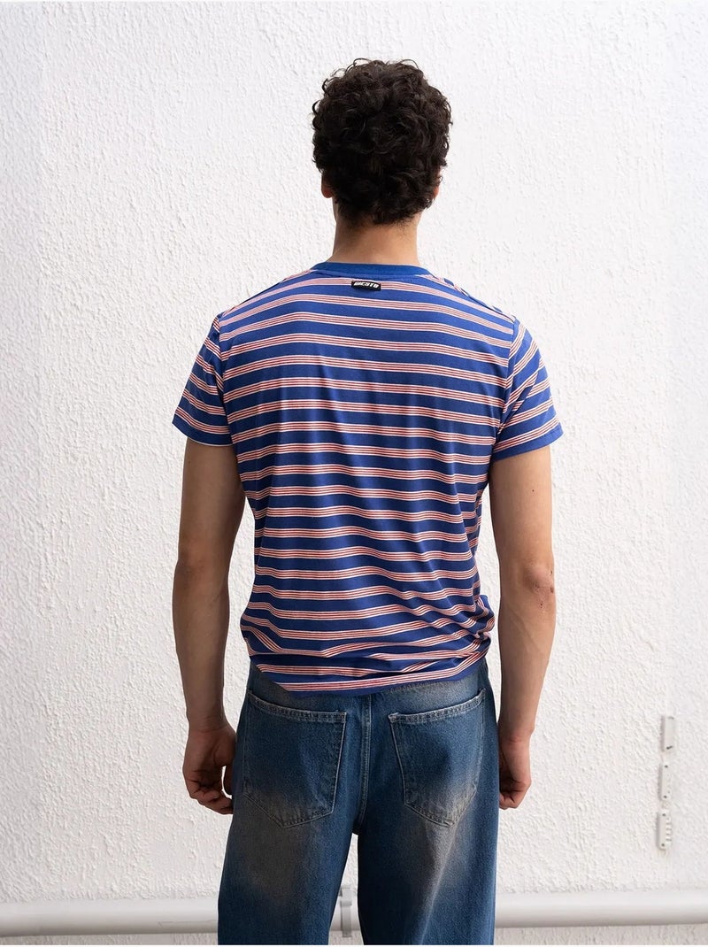 T-shirt a righe con girocollo giesto Blu elettrico - Kiabi
