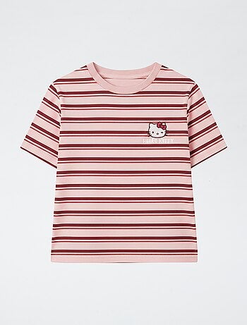 T-shirt a righe con patch 'Hello Kitty'