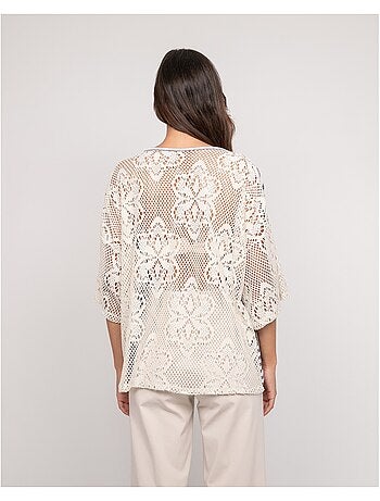 T-shirt a righe dorso traforato FINLEY