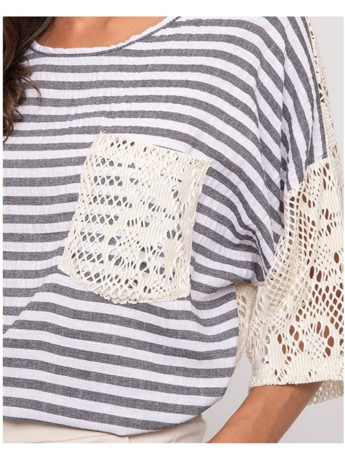 T-shirt a righe dorso traforato FINLEY - Kiabi T-shirt a righe dorso traforato FINLEY - Kiabi