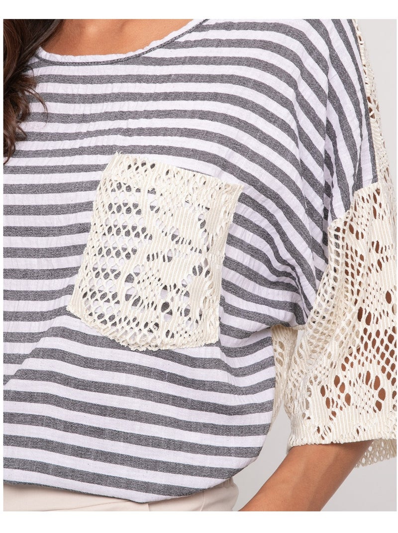 T-shirt a righe dorso traforato FINLEY Blu - Kiabi