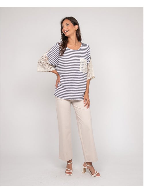 T-shirt a righe dorso traforato FINLEY - Kiabi T-shirt a righe dorso traforato FINLEY - Kiabi
