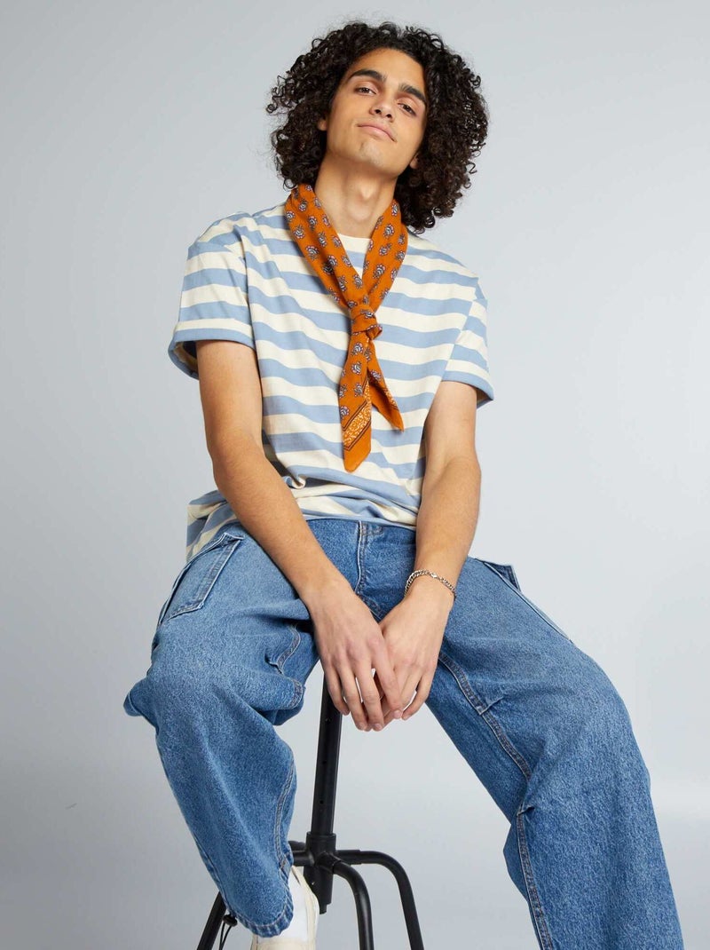 T-shirt a righe in cotone BEIGE - Kiabi