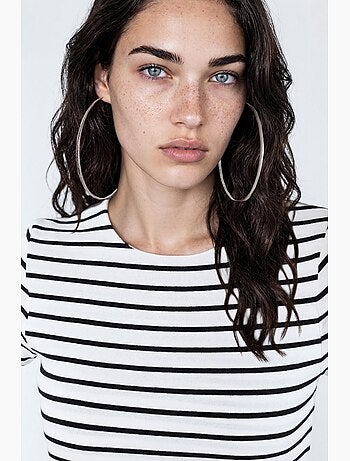 T-shirt a righe in cotone con girocollo busem