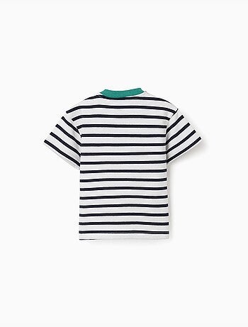 T-shirt a righe in cotone con stampa