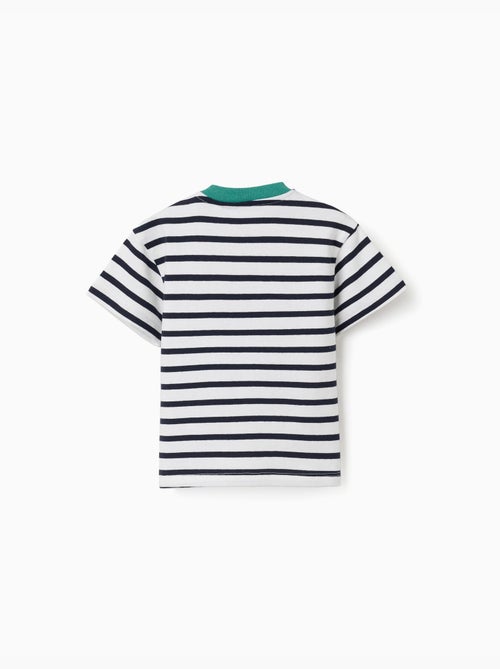 T-shirt a righe in cotone con stampa - Kiabi