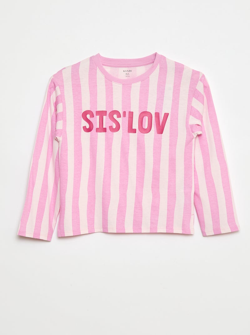 T-shirt a righe in cotone Rosa - Kiabi
