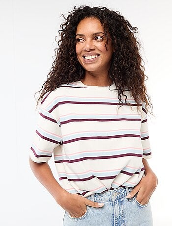 T-shirt a righe in jersey a maniche corte