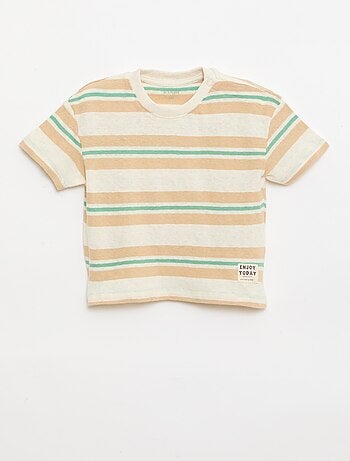 T-shirt a righe in jersey di cotone e lino