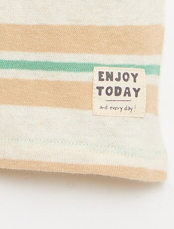 T-shirt a righe in jersey di cotone e lino