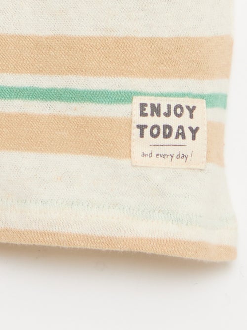 T-shirt a righe in jersey di cotone e lino - Kiabi