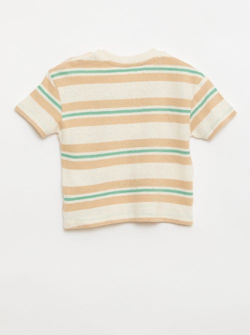 T-shirt a righe in jersey di cotone e lino - Kiabi