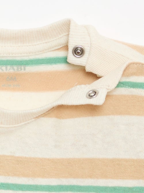 T-shirt a righe in jersey di cotone e lino - Kiabi