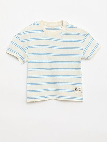 T-shirt a righe in jersey di cotone e lino