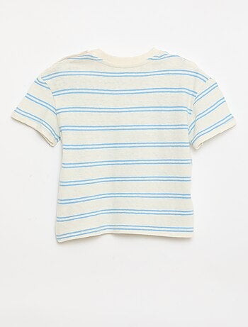 T-shirt a righe in jersey di cotone e lino