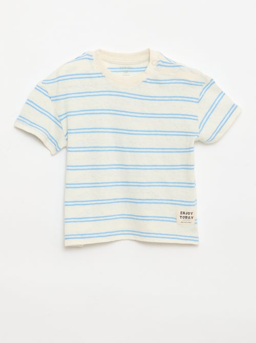T-shirt a righe in jersey di cotone e lino - Kiabi