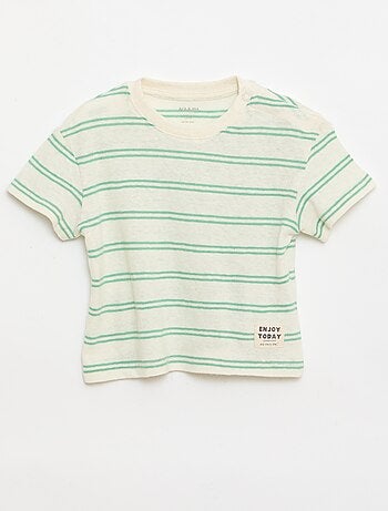 T-shirt a righe in jersey di cotone e lino