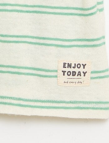 T-shirt a righe in jersey di cotone e lino