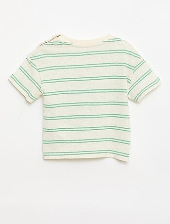 T-shirt a righe in jersey di cotone e lino