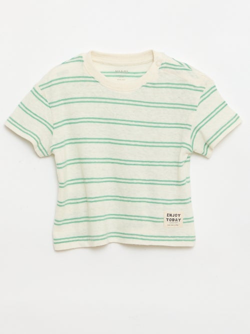 T-shirt a righe in jersey di cotone e lino - Kiabi