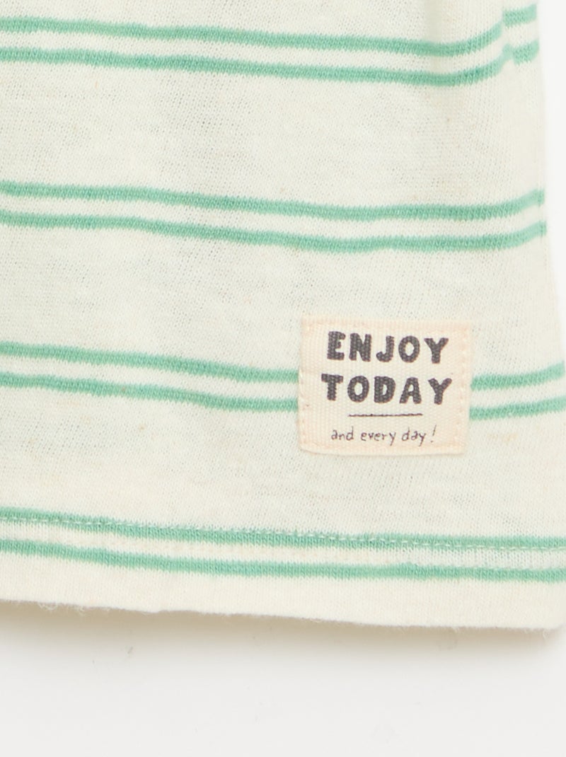 T-shirt a righe in jersey di cotone e lino Bianco - Kiabi