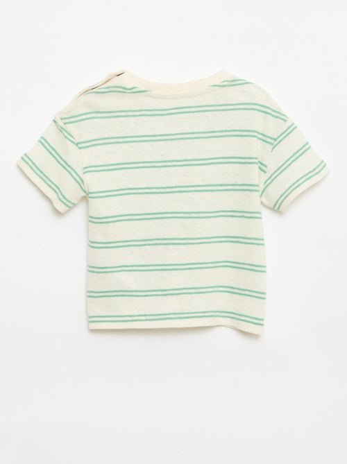 T-shirt a righe in jersey di cotone e lino - Kiabi