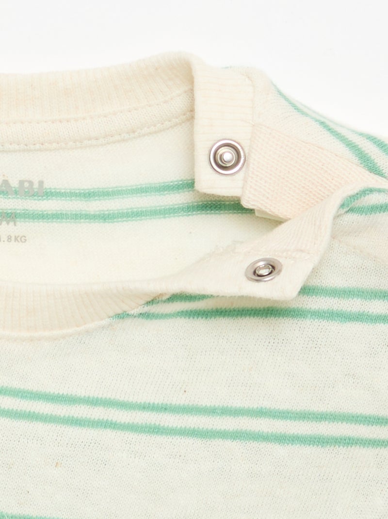 T-shirt a righe in jersey di cotone e lino Bianco - Kiabi
