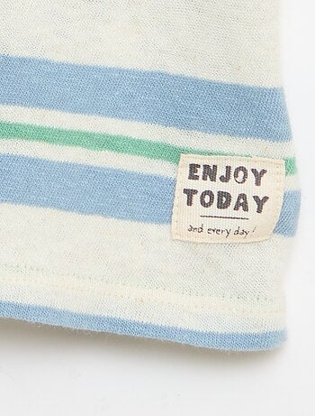 T-shirt a righe in jersey di cotone e lino