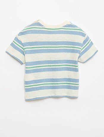 T-shirt a righe in jersey di cotone e lino
