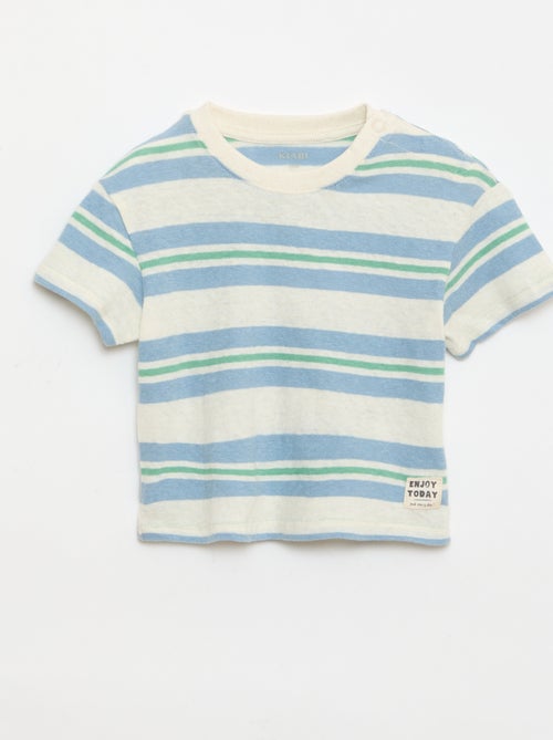T-shirt a righe in jersey di cotone e lino - Kiabi